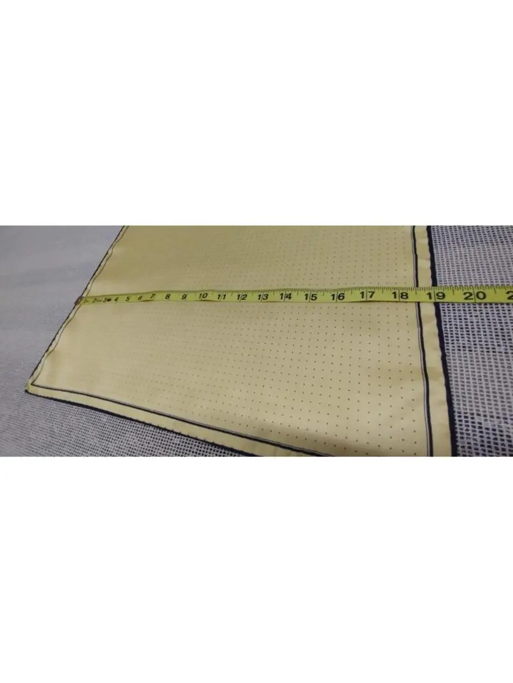 Vintage Yellow Silk Handkerchief Dark Navy Blue Dotted dots dot 19 inch Scarf